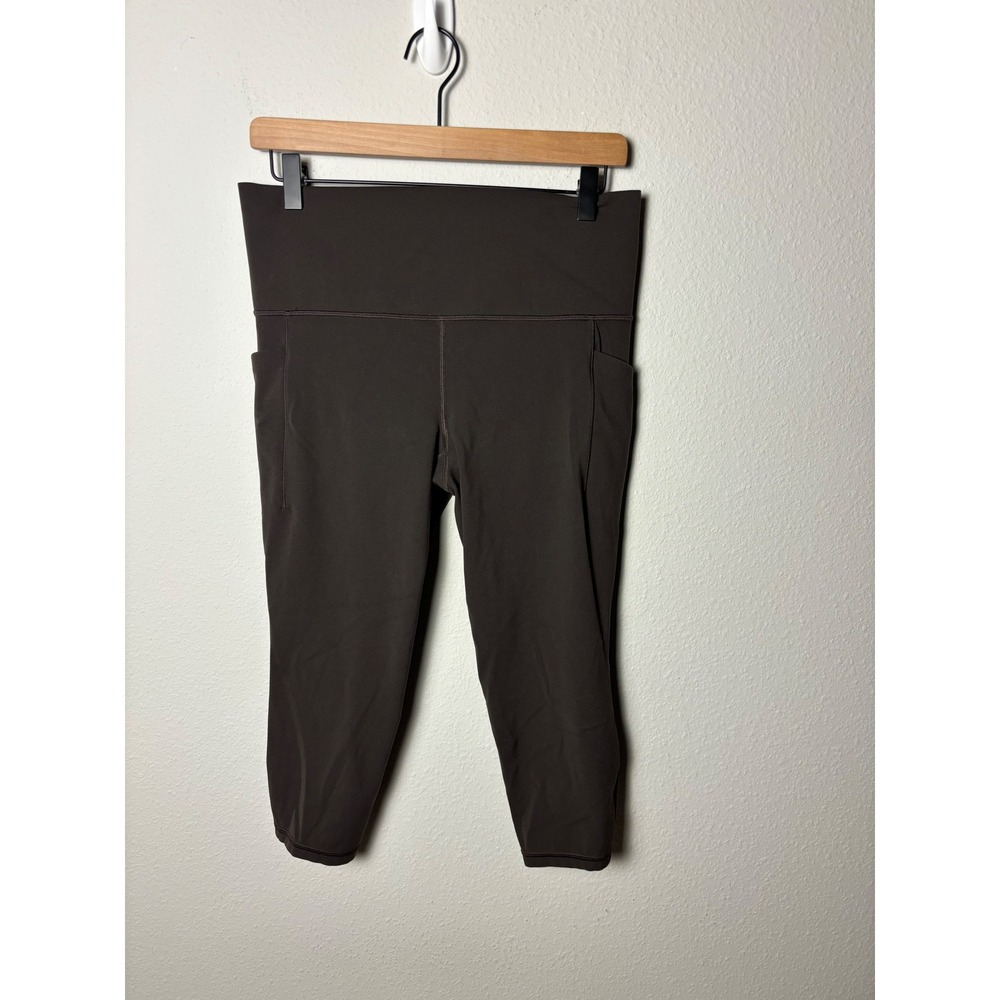 Athleta Salutation Stash Mesh 7/8 Tight Brown Petite Large Leggings Pockets